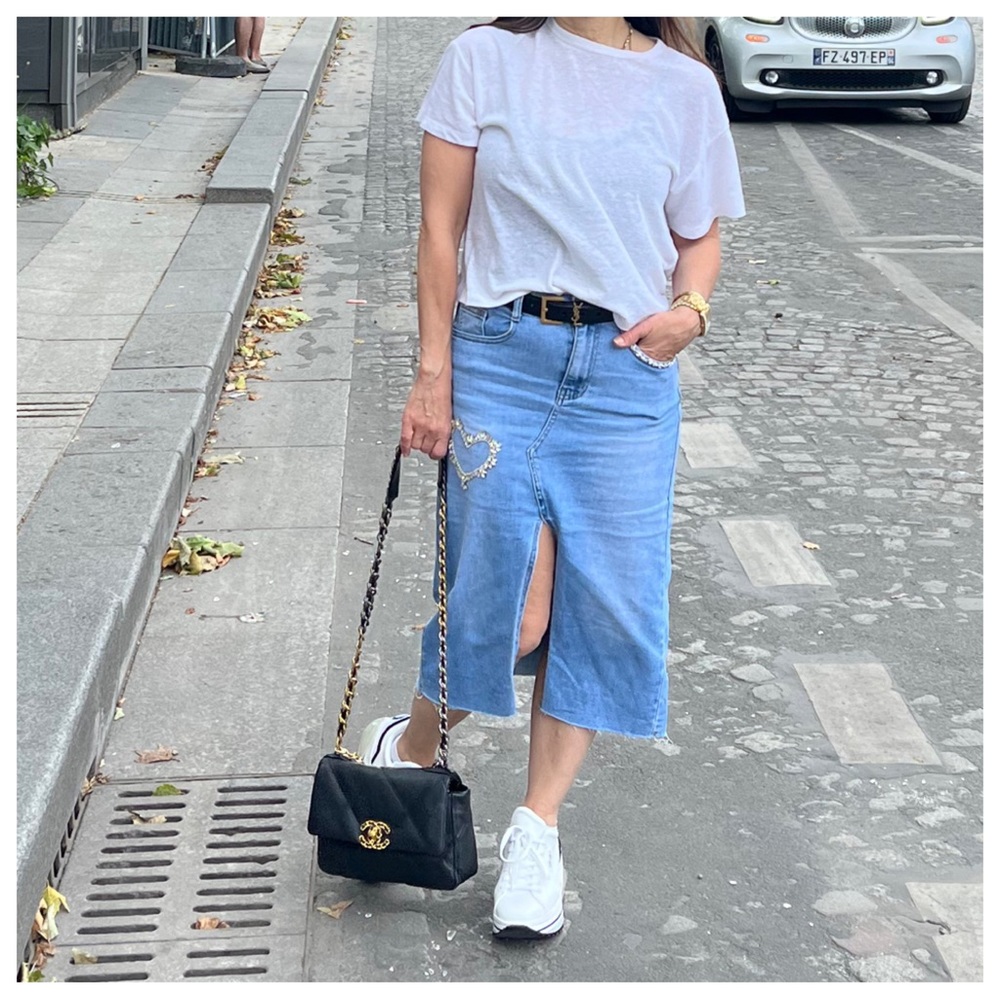 34 PARIS CHIC JEAN SKIRT - Picture 1 of 4